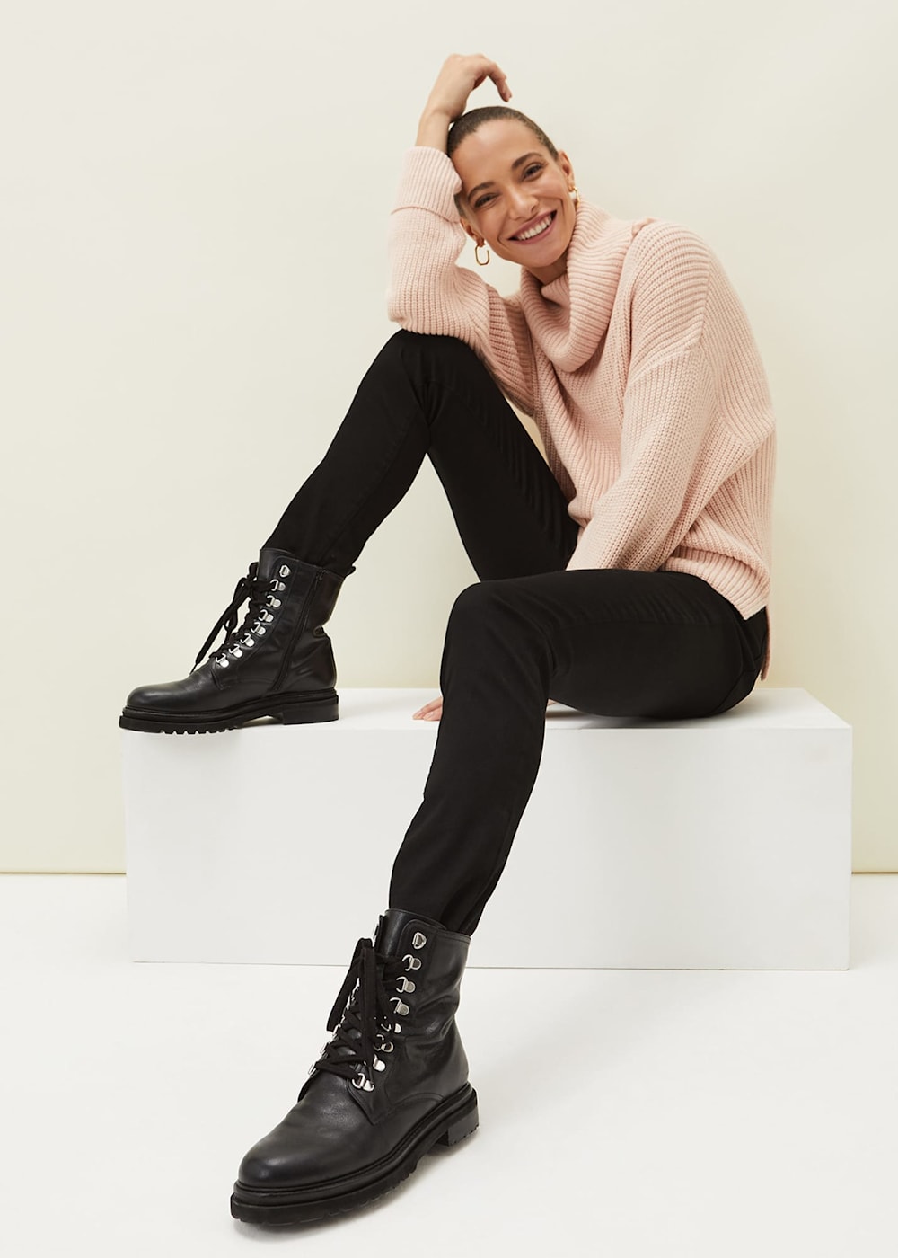 Leather tie up boots shop