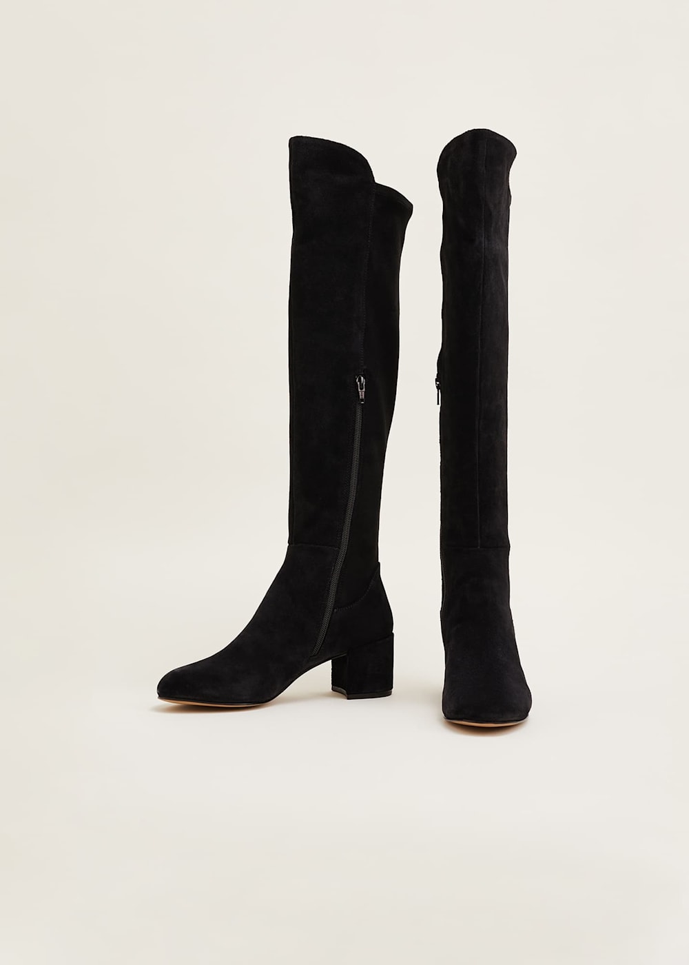 Milly Black Suede Knee Boots Phase Eight UK