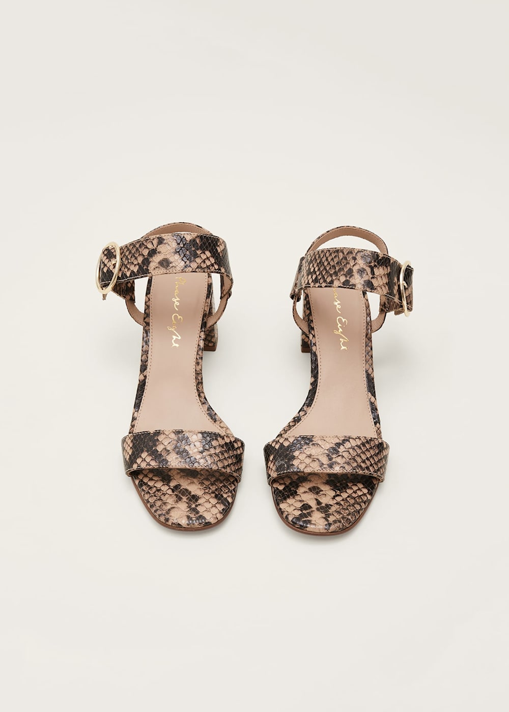 Snake Skin Leather Buckle Sandals Phase Eight UK