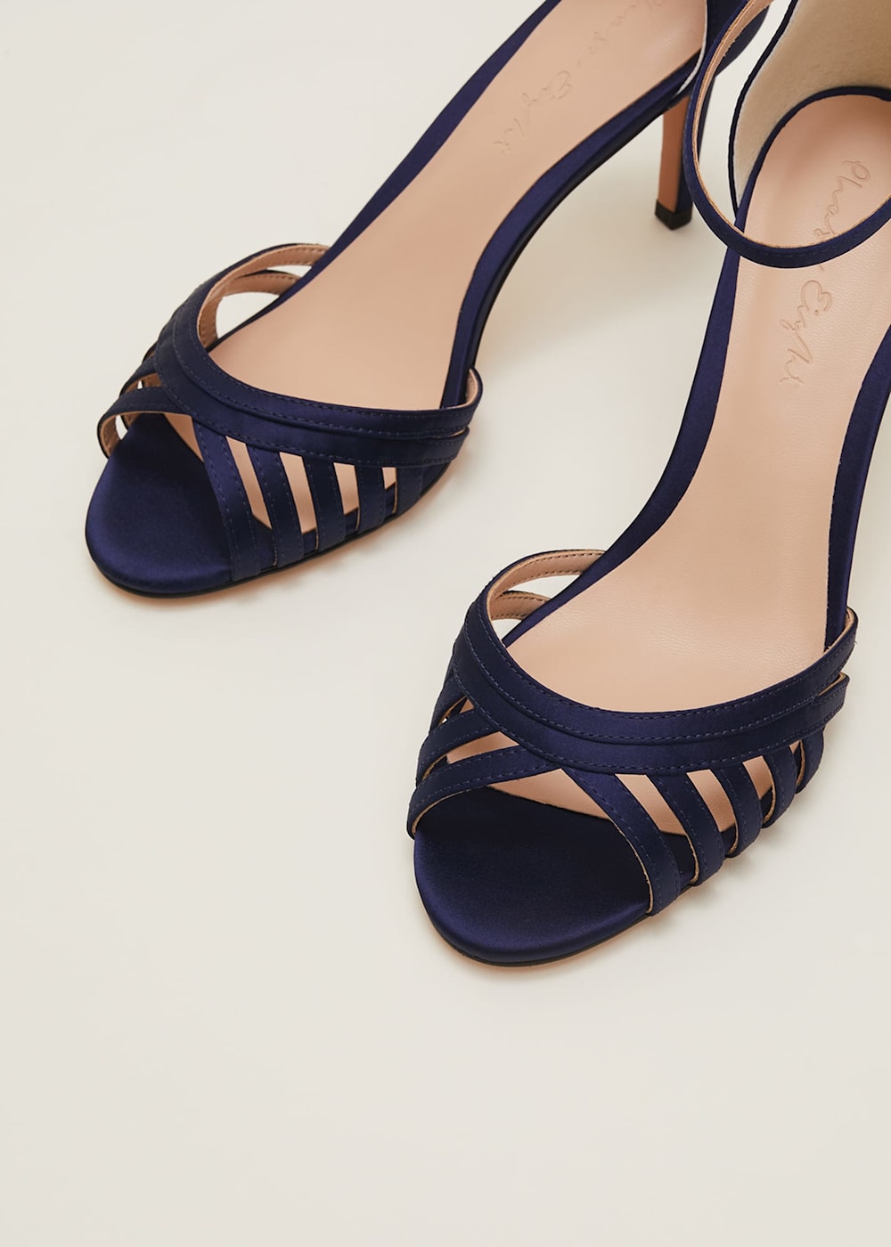 Navy satin sandals hotsell