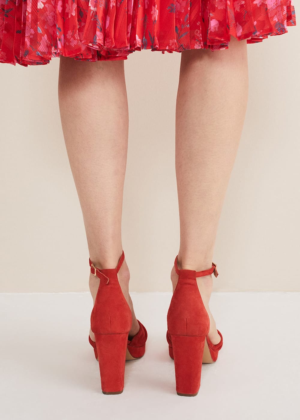 Red Suede Open Toe Heels Phase Eight UK