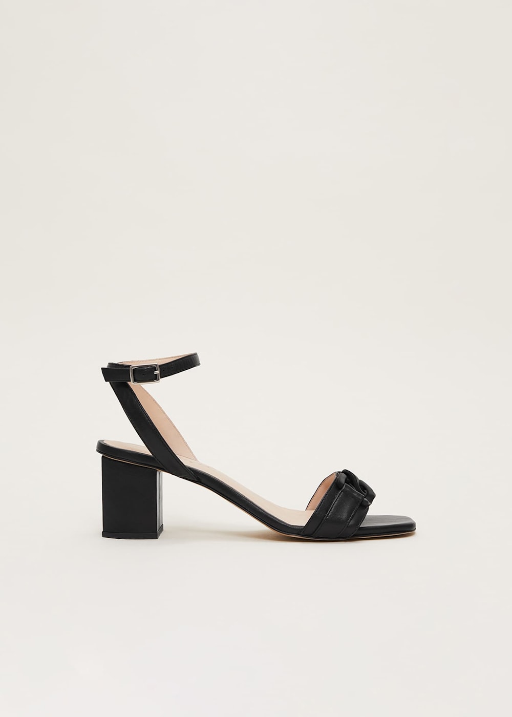 Black leather sandal heels top