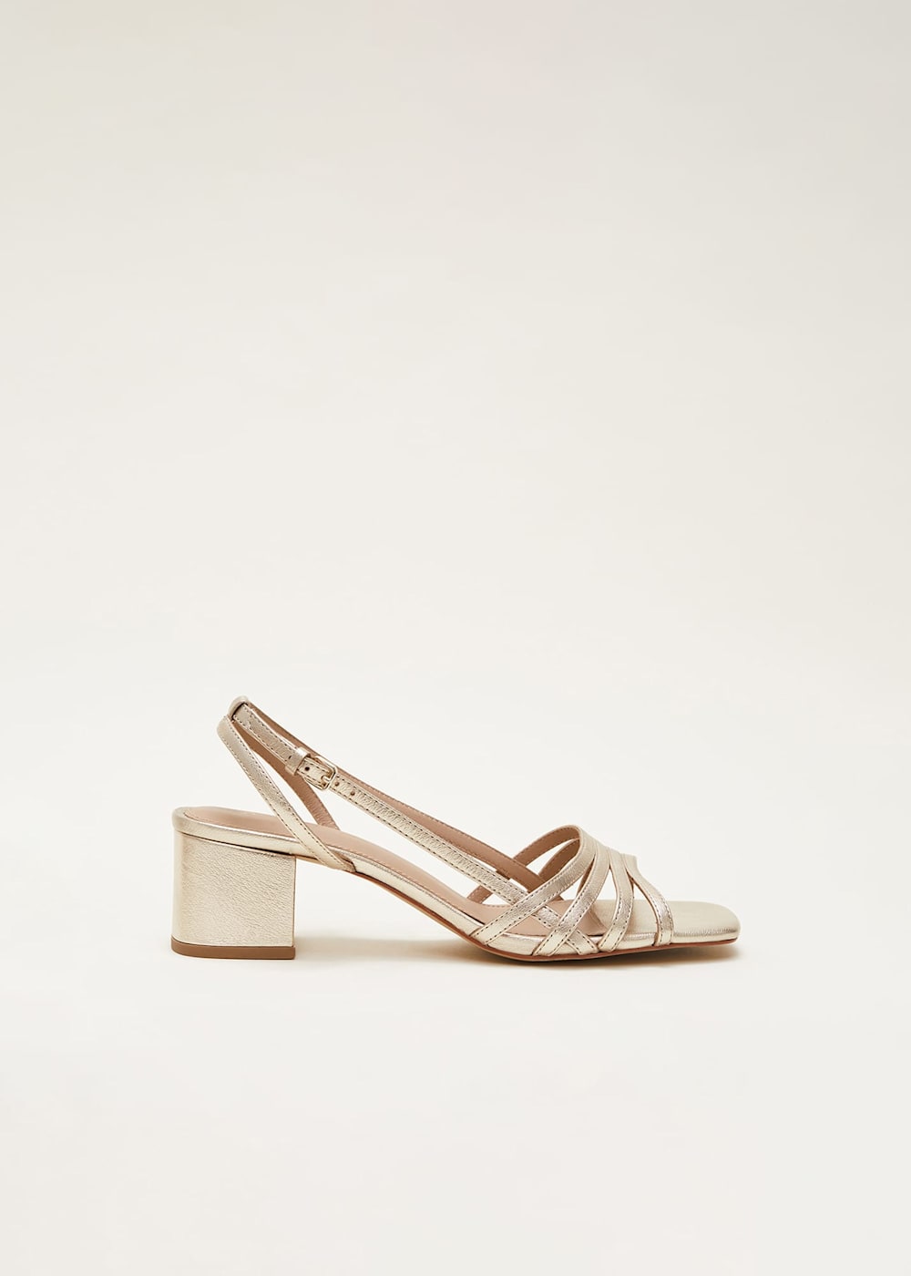 Gold Leather Block Heels Phase Eight UK