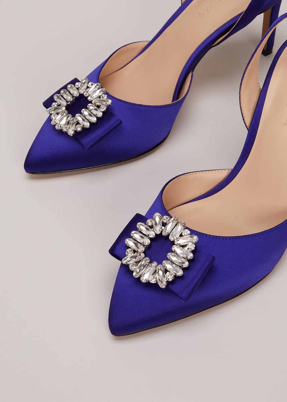 Blue Satin Embellished Slingback Heels Phase Eight UK