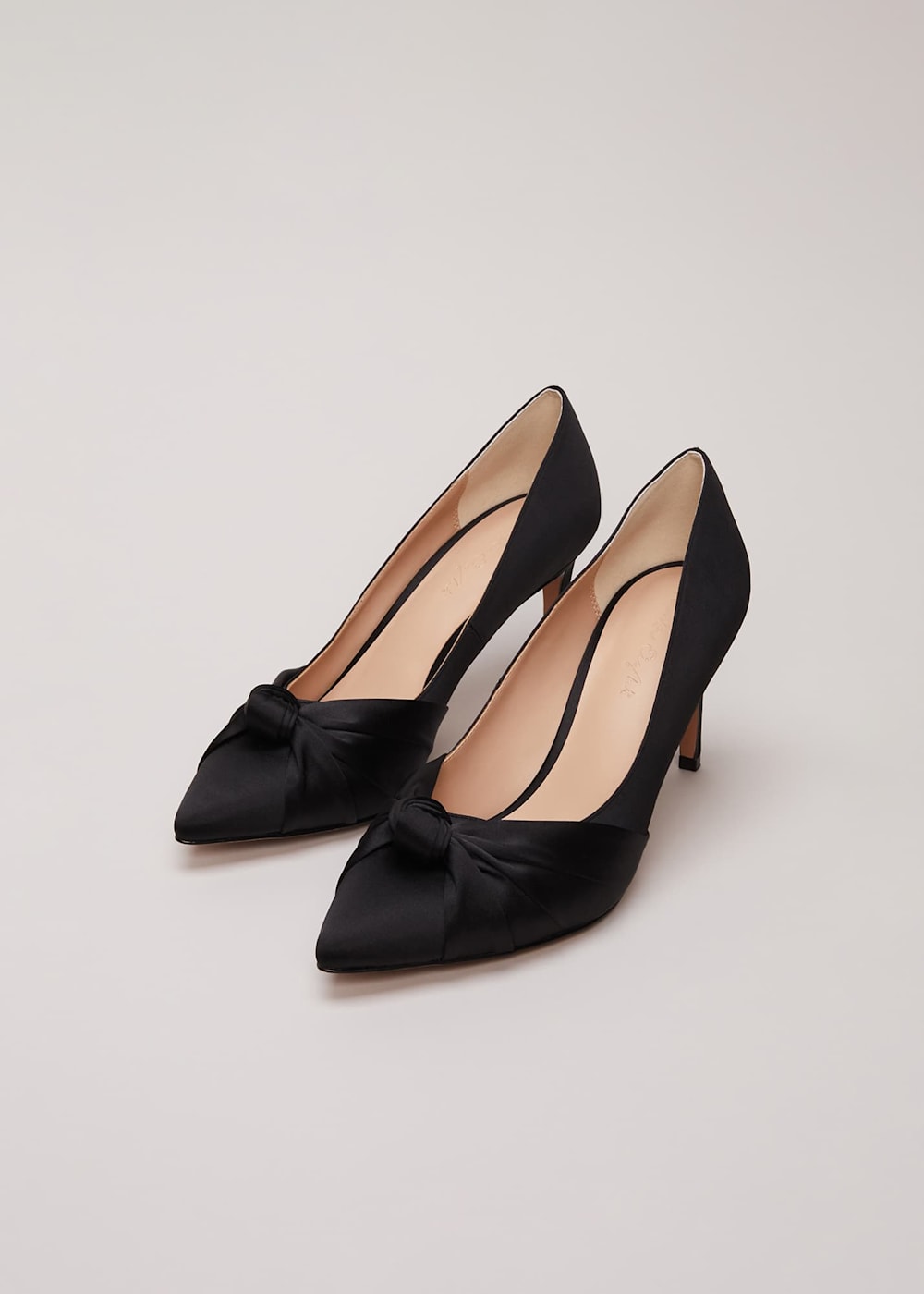 Satin black heels online