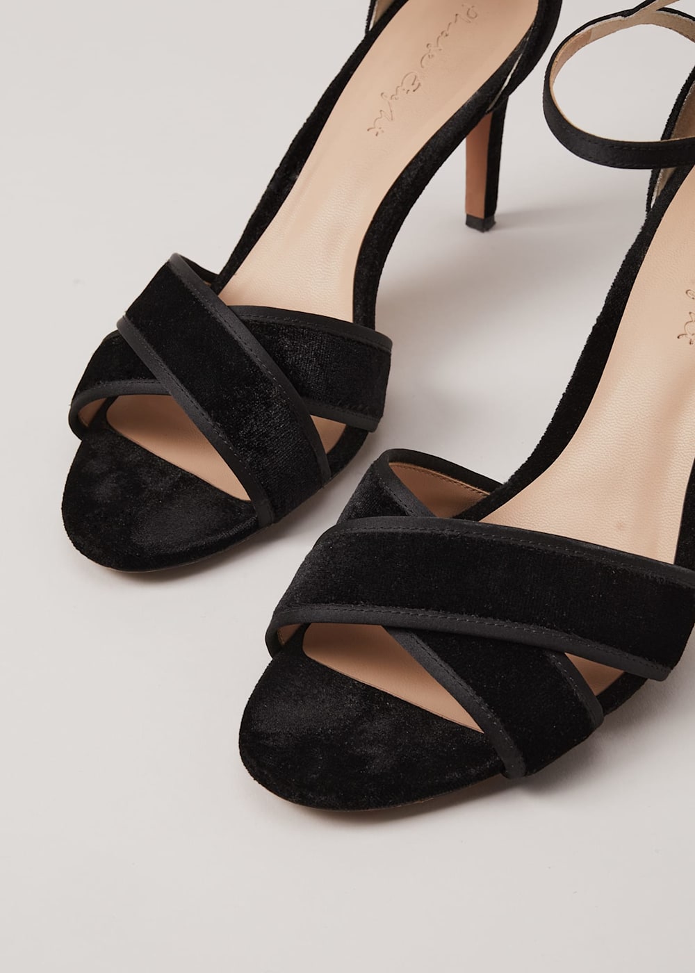 Velvet open toe heels outlet