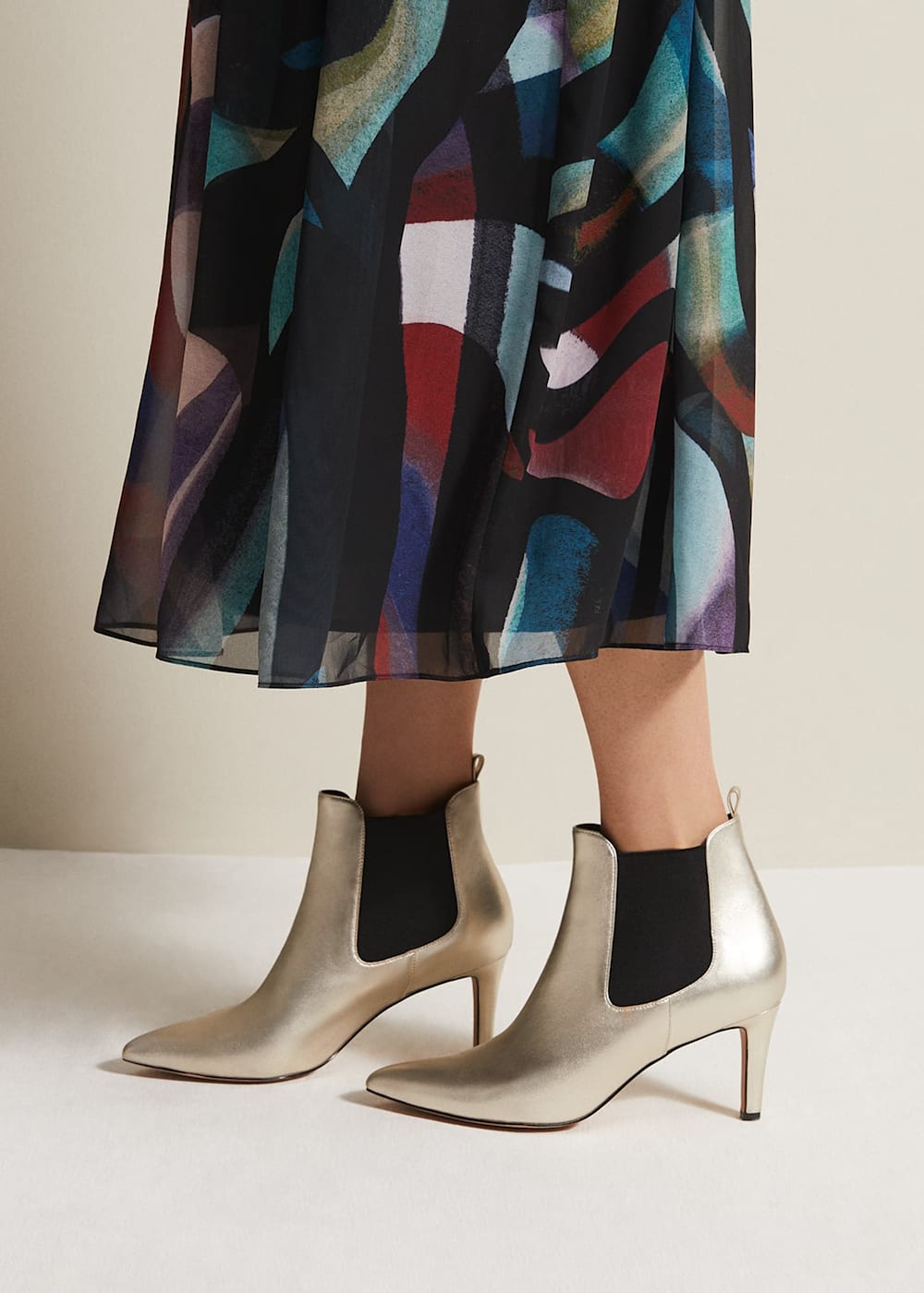 Leather Metallic Ankle Boots Phase Eight UK