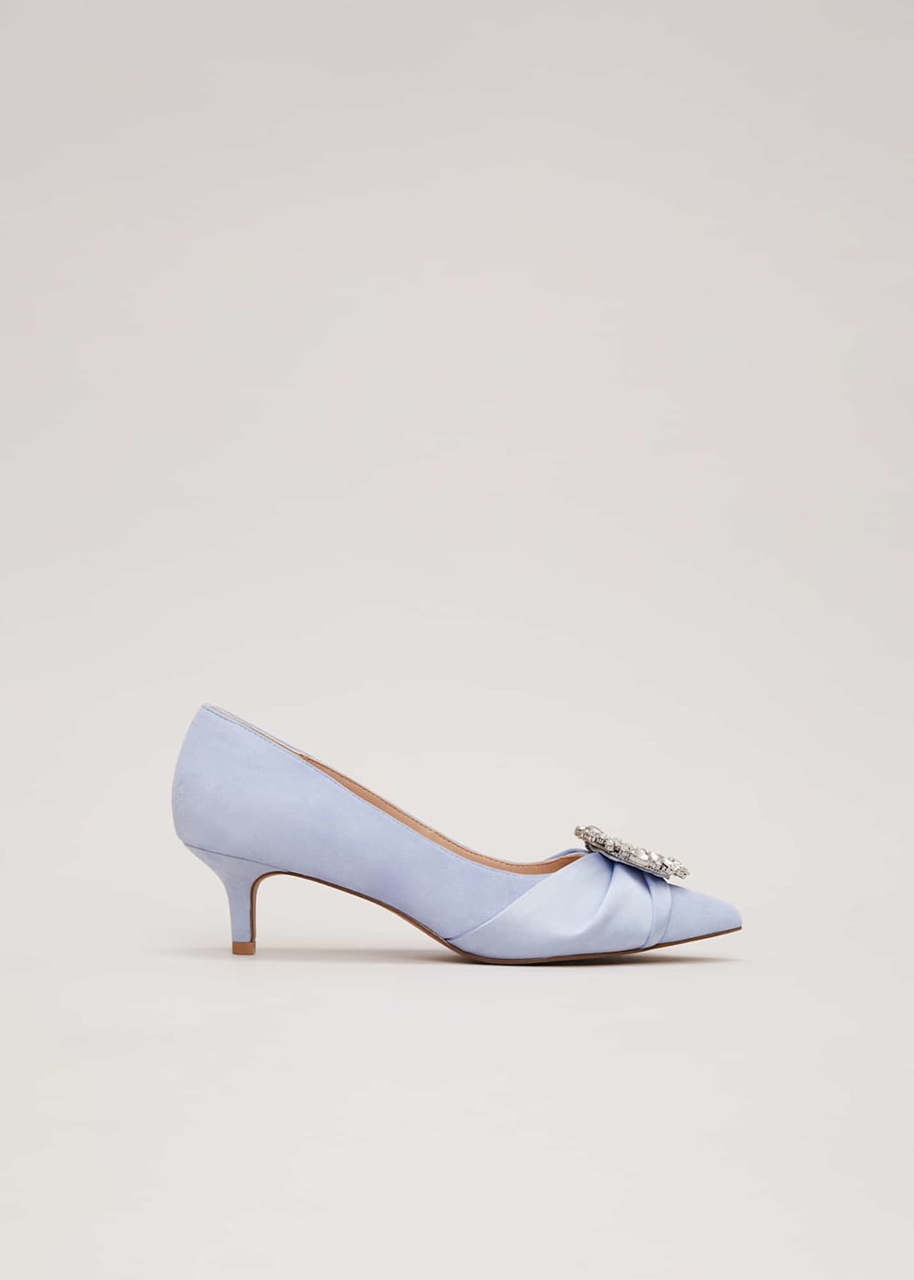 Blue kitten heel wedding shoes hot sale