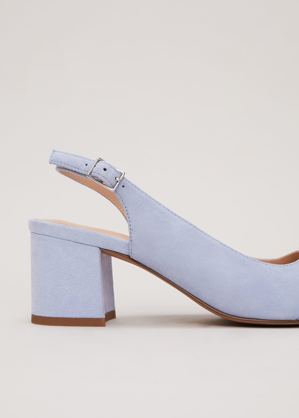 Powder blue block heels top