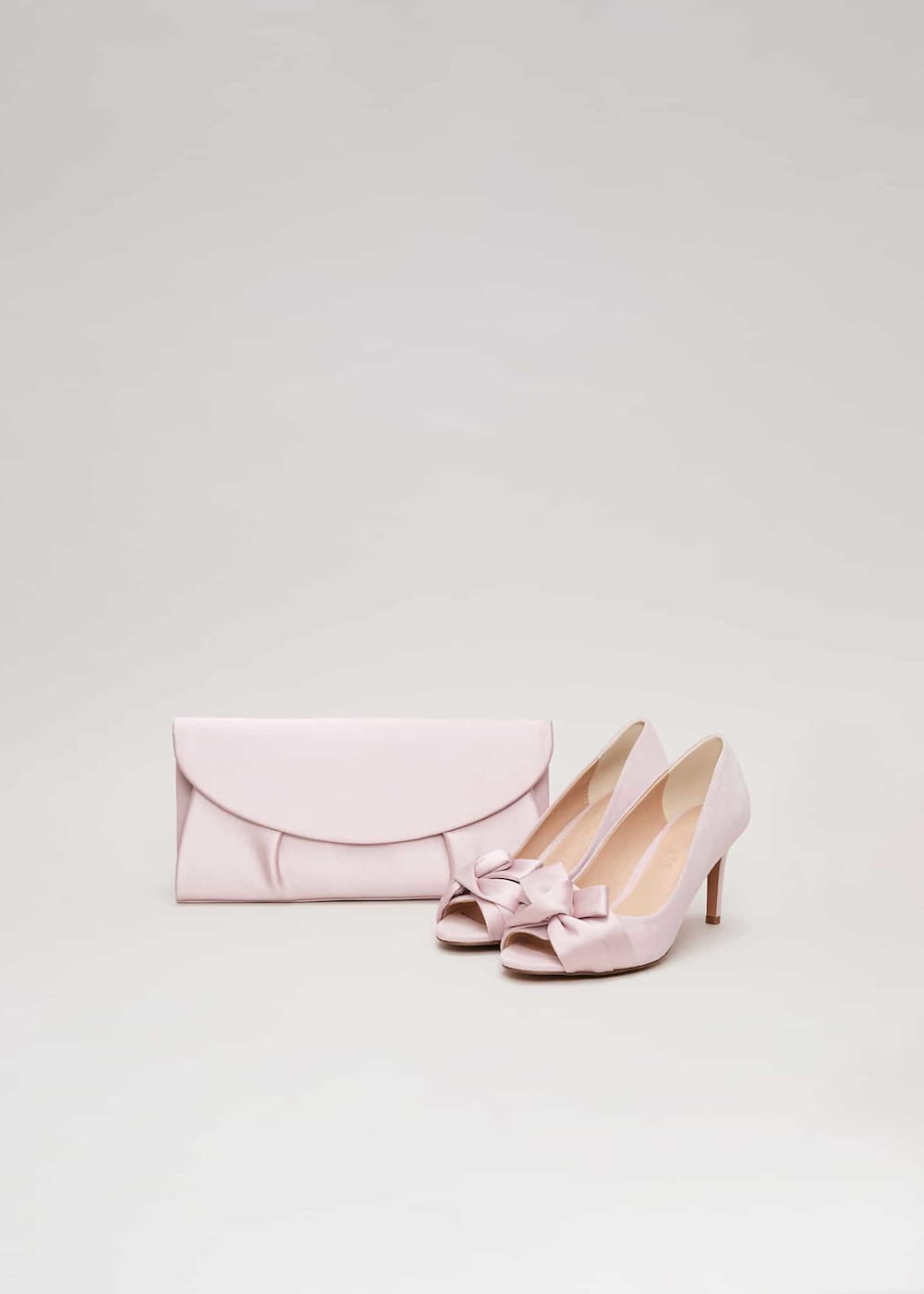Pink satin shoes and bag online