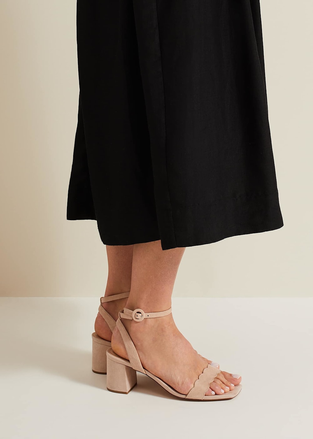 Suede Scallop Block Heel Phase Eight UK