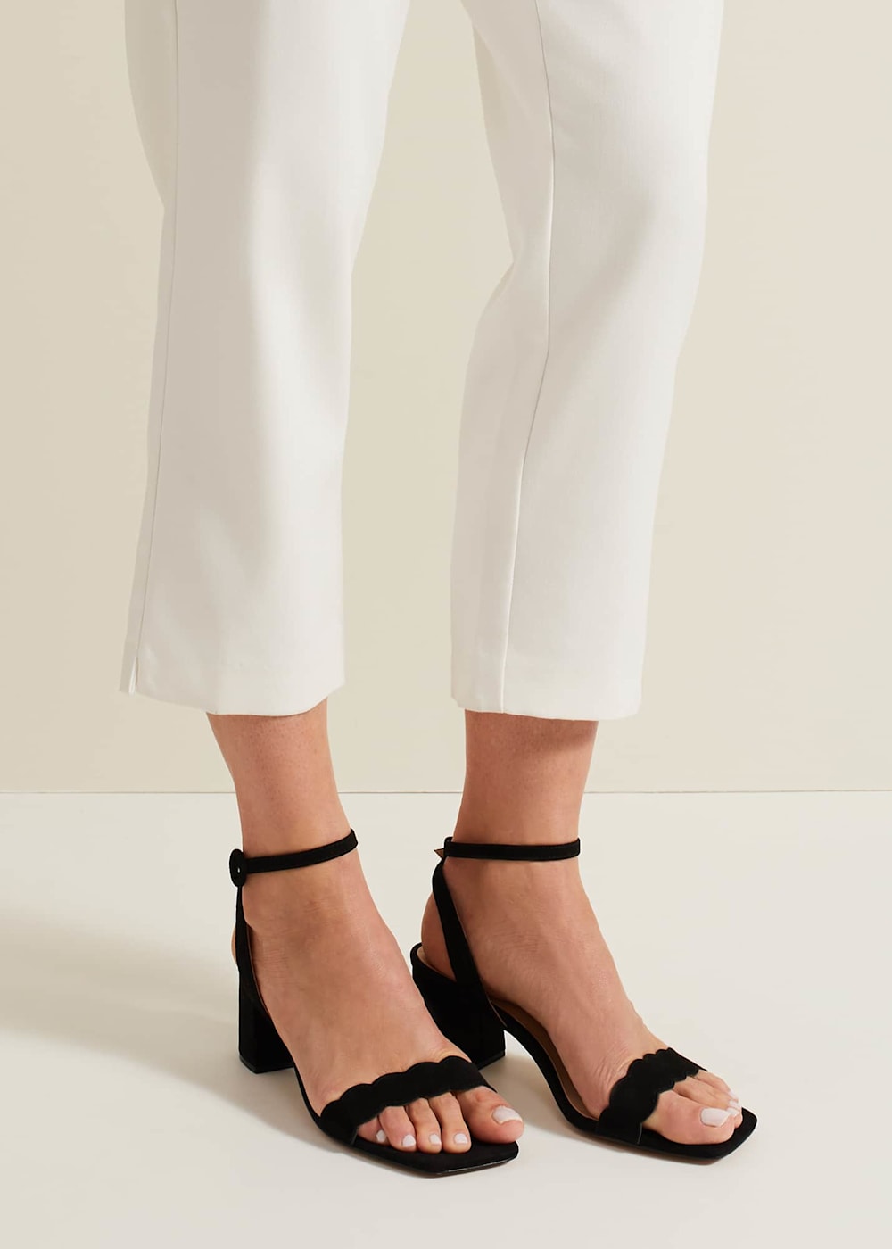 Scalloped block heels hotsell