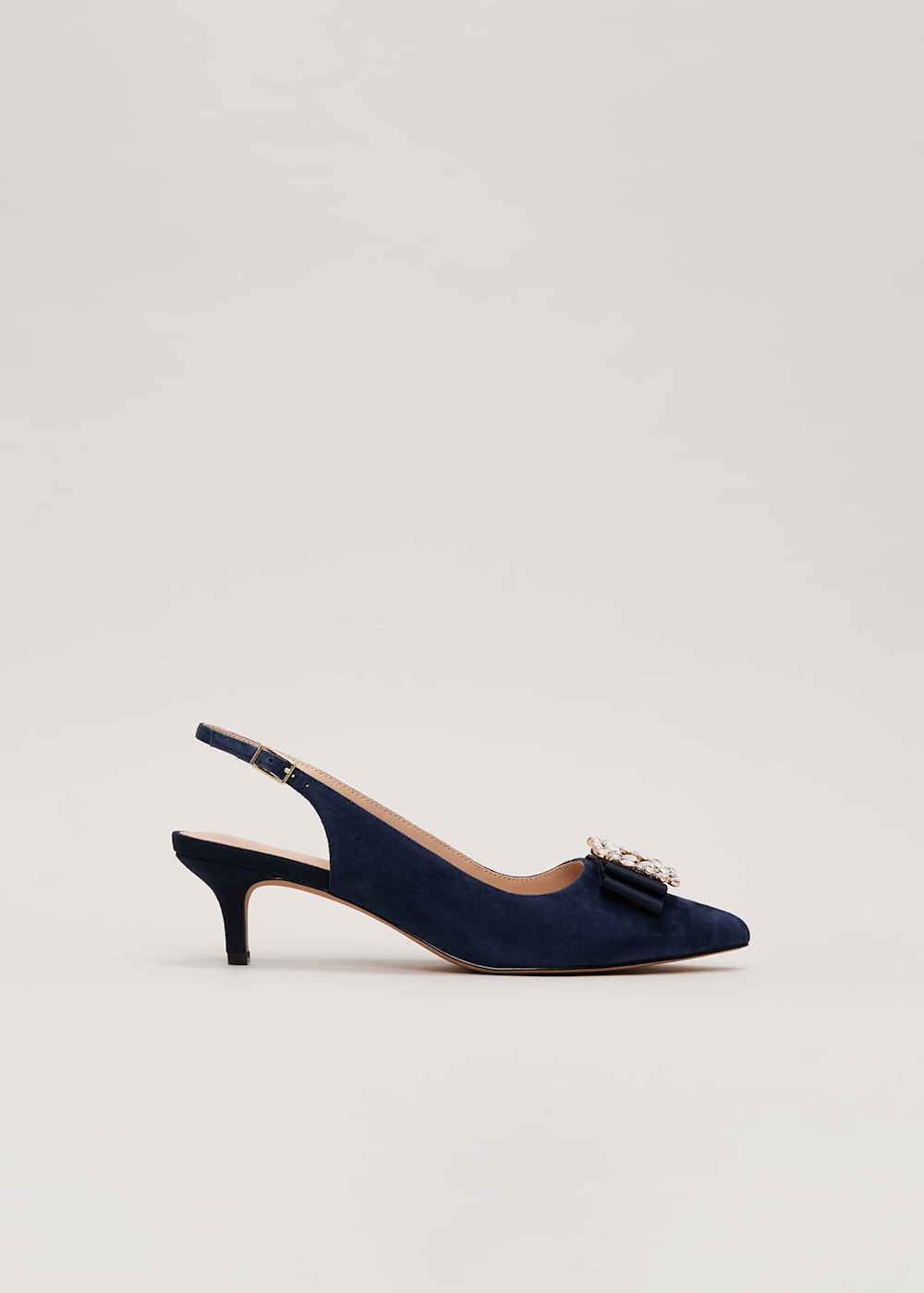 Navy suede kitten heel shoes sale