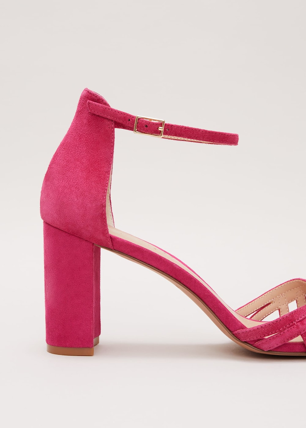 Pink suede block heel sandals store