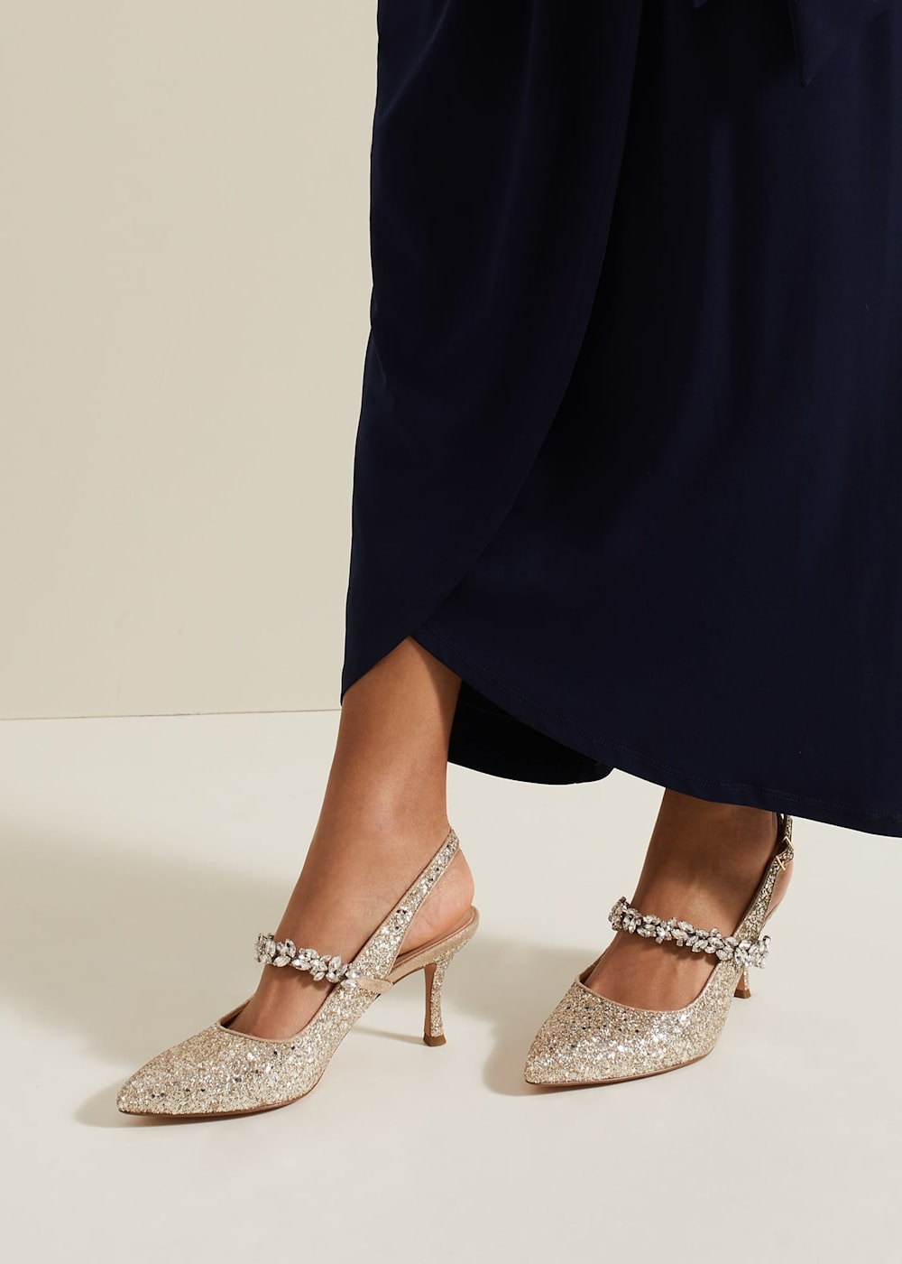 Glitter Embellished Pointed Slingback Phase Eight UK