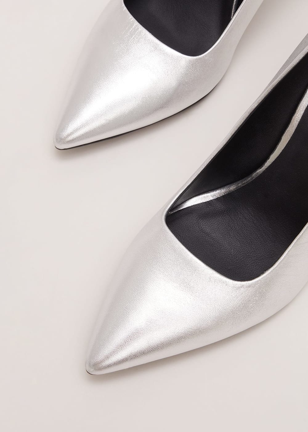 Silver Leather Pointed Court Shoes Phase Eight UK