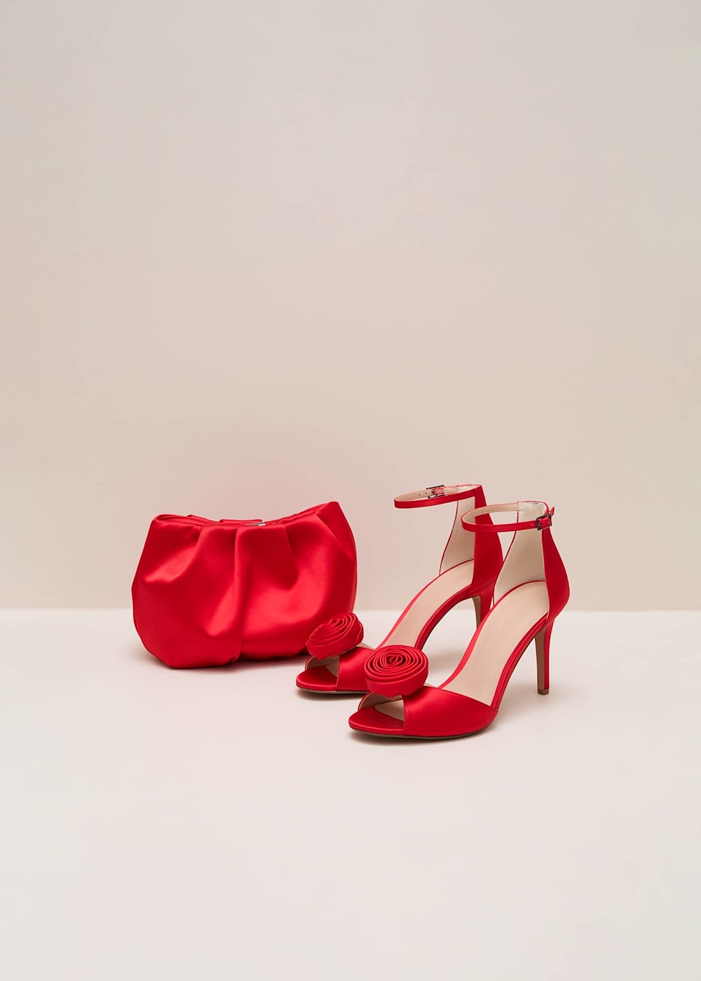 Red Satin Corsage Flower Sandal Phase Eight UK