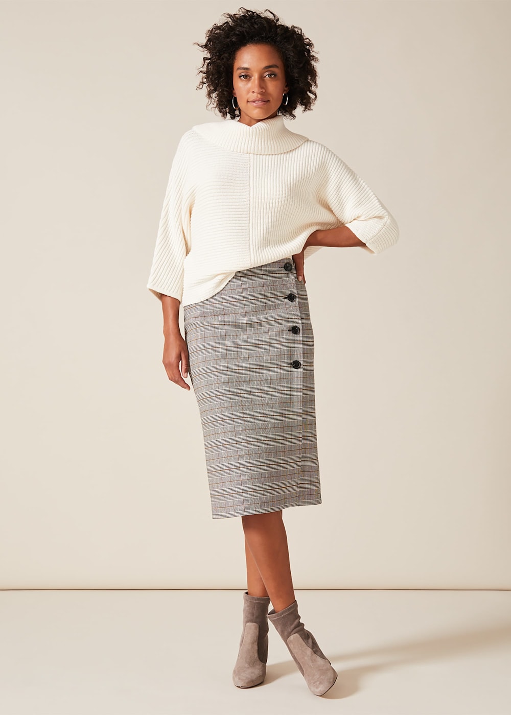 Caleb Check Pencil Skirt