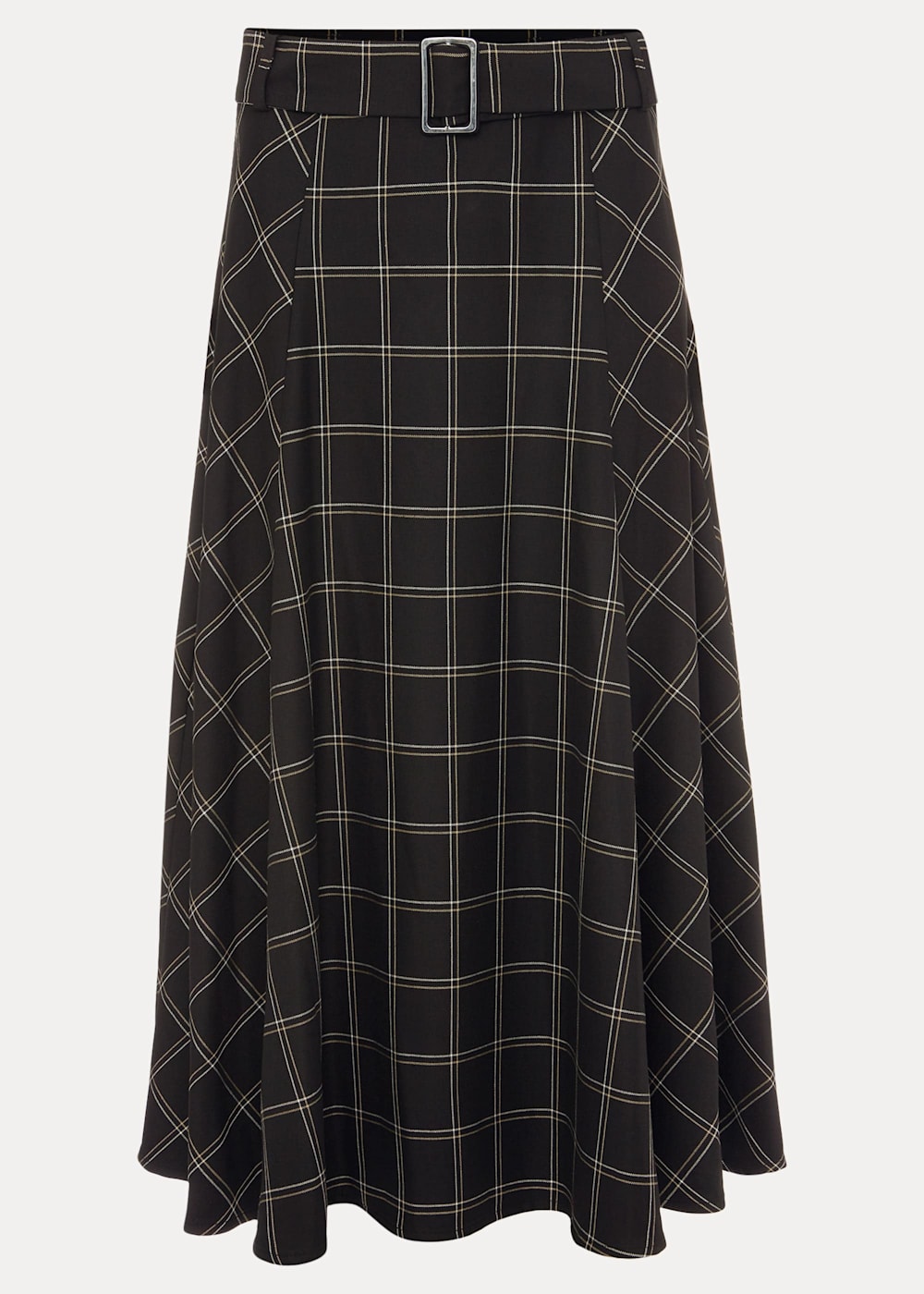 Plaid a line skirt black and white 2025