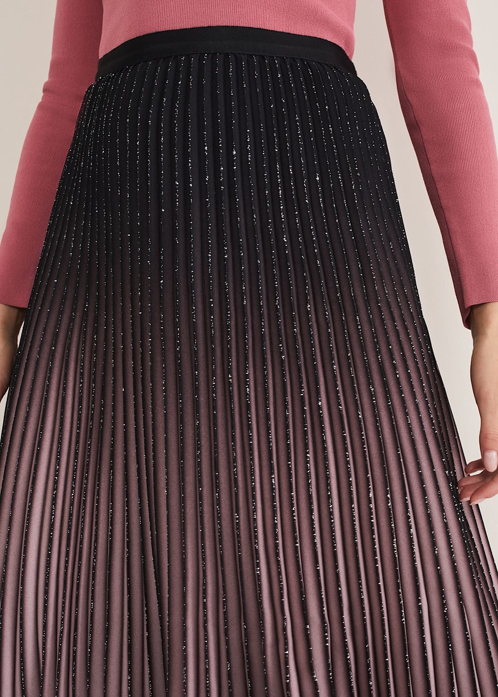 Pleated midi skirt ombre cheap
