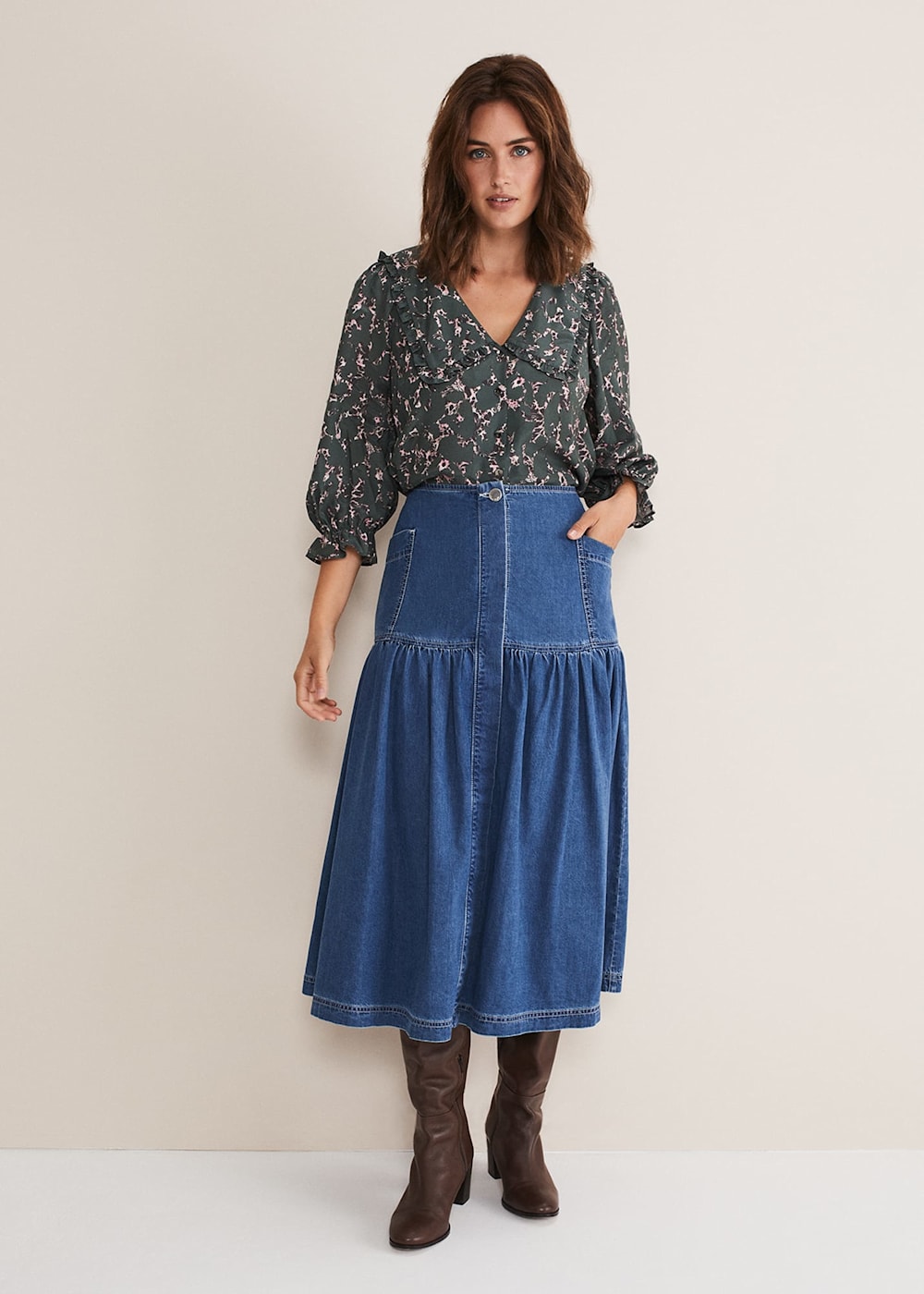 denim layered skirt