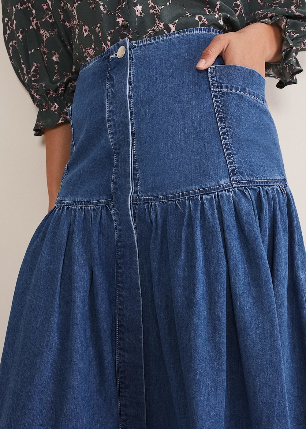 Elodie Tiered Denim Skirt | Phase Eight ROW |