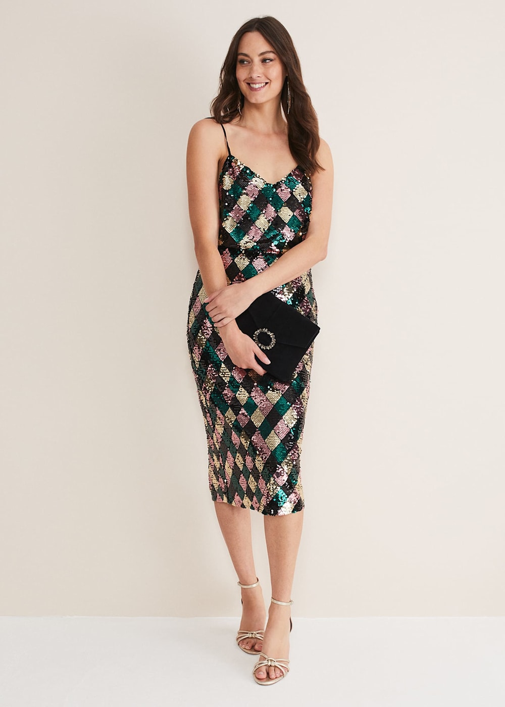 Mari Diamond Sequin Midi Skirt Co Ord Phase Eight UK