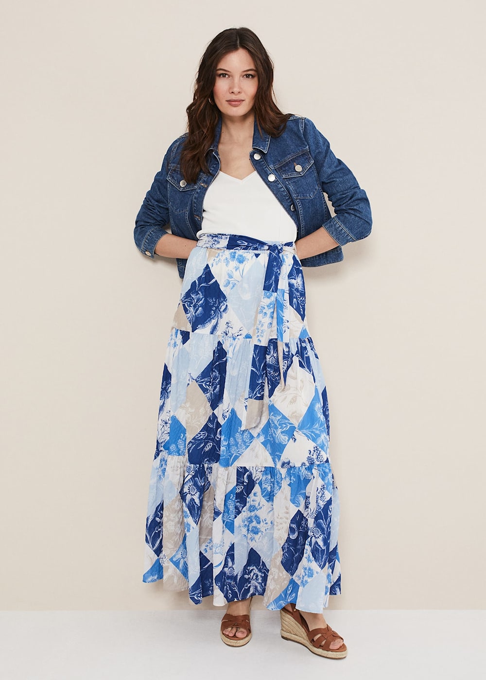 Akia Patchwork Maxi Skirt Phase Eight UK