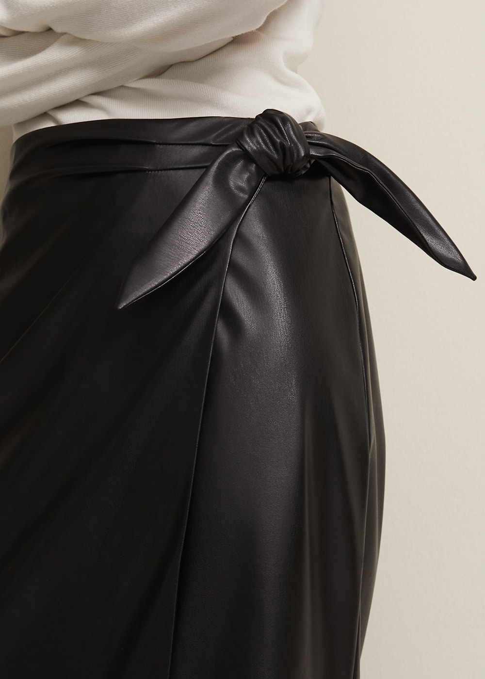 Leather tie skirt on sale