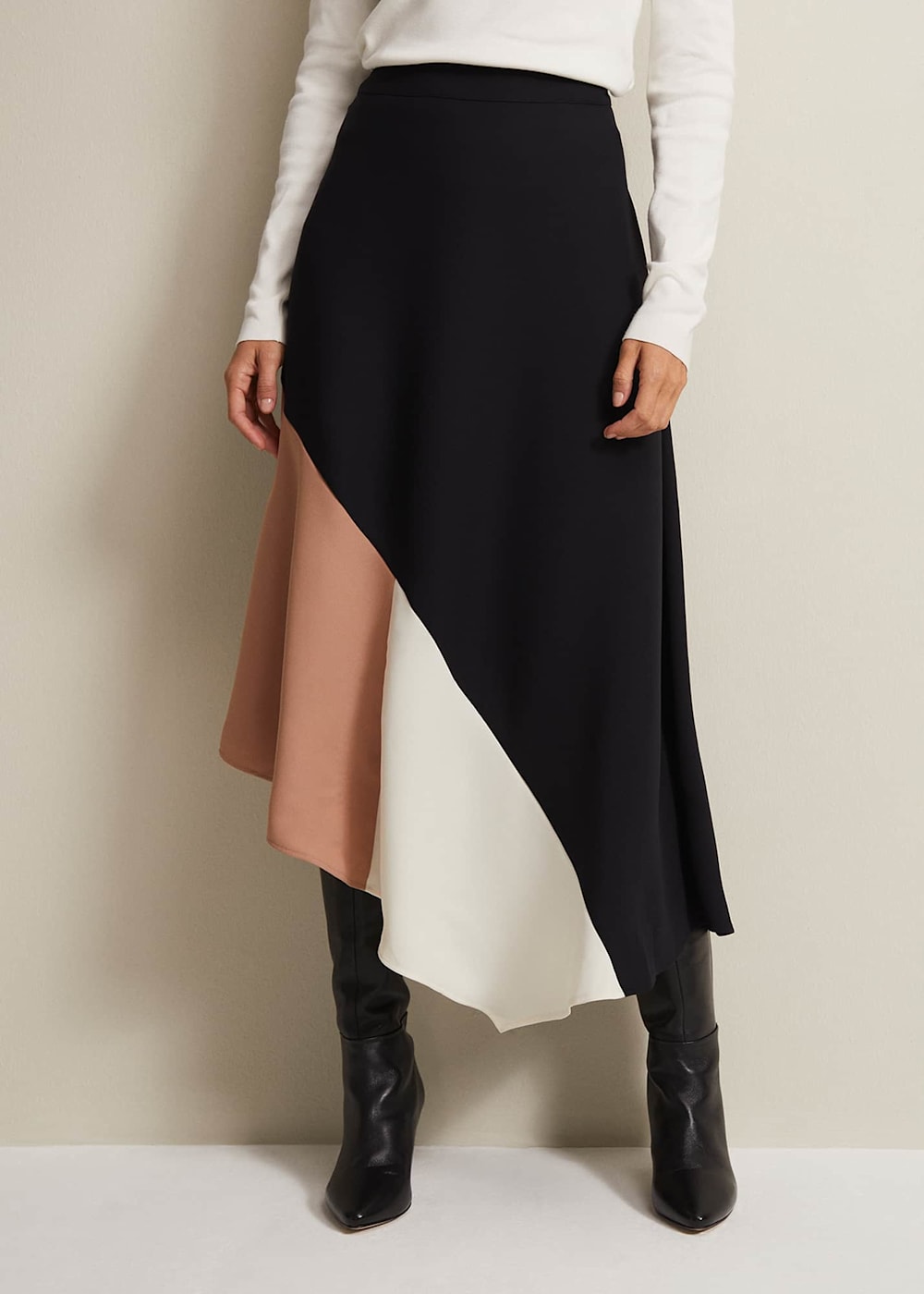 Zelaina Asymmetric Midi Skirt | Phase Eight UK |