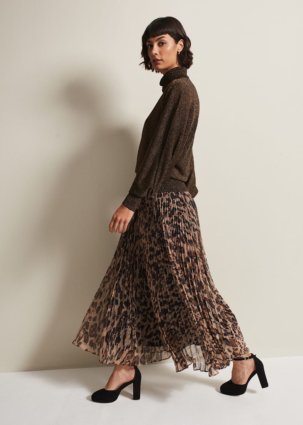 Lesia Leopard Pleated Maxi Skirt Phase Eight UK