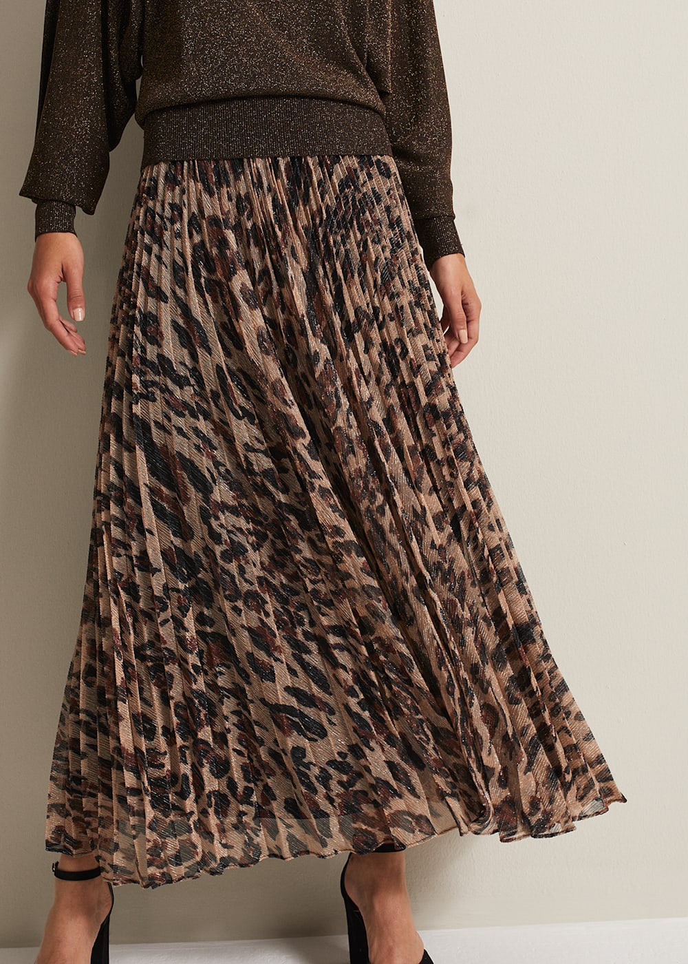 Lesia Leopard Pleated Maxi Skirt Phase Eight ROW