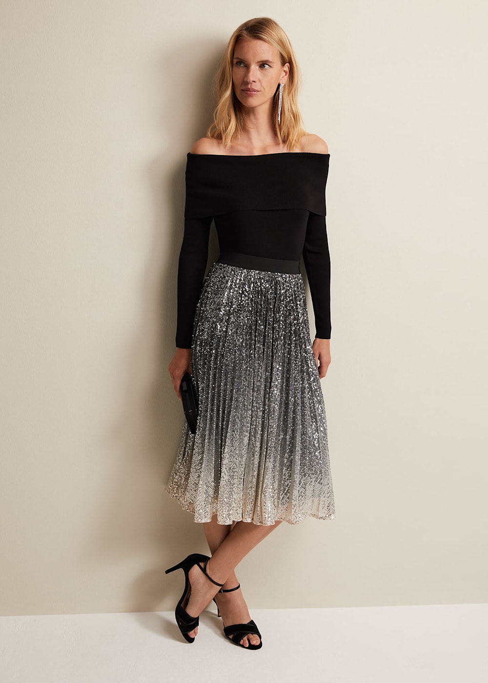 Multi coloured sequin midi skirt hot sale