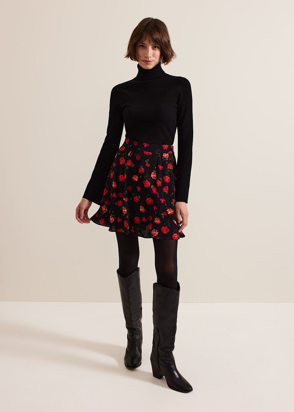 Ilaria Rose Print Flippy Skirt Phase Eight UK