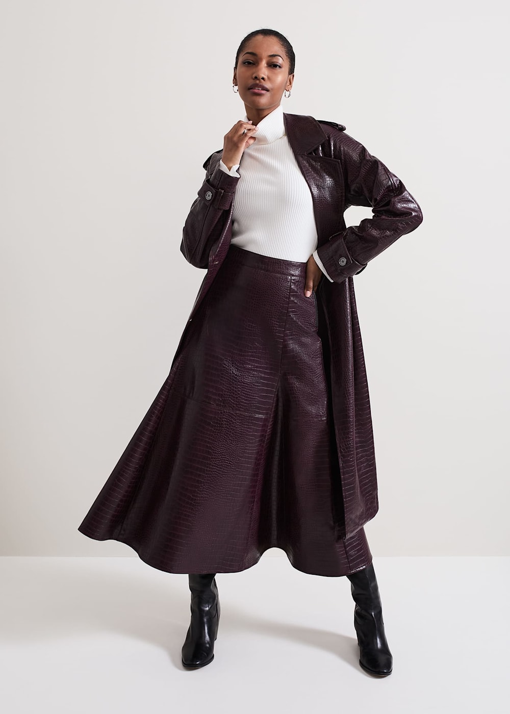 Carla Croc Pu Midi Skirt Phase Eight UK