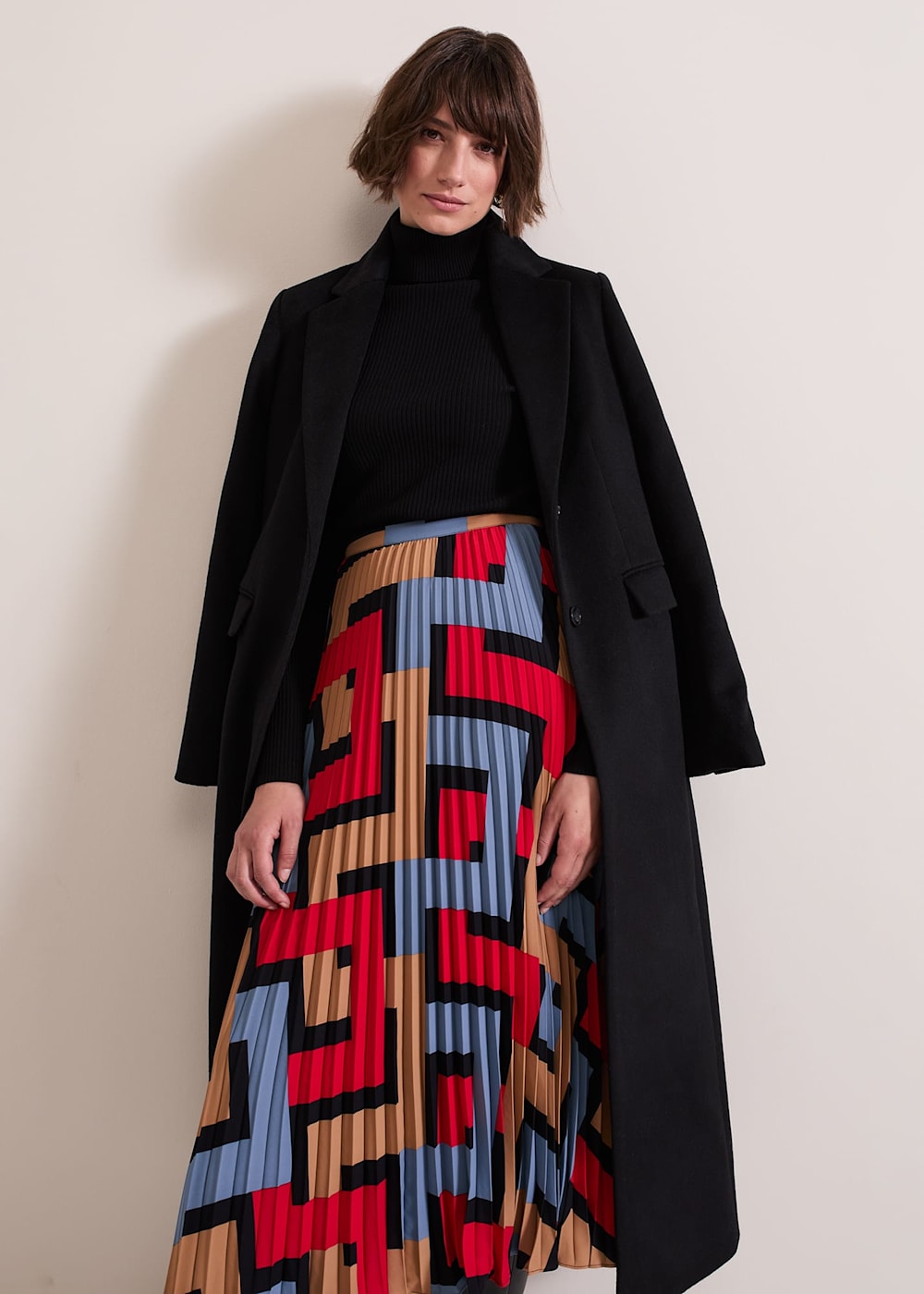 Elmina Geo Pleated Midi Skirt Phase Eight UK
