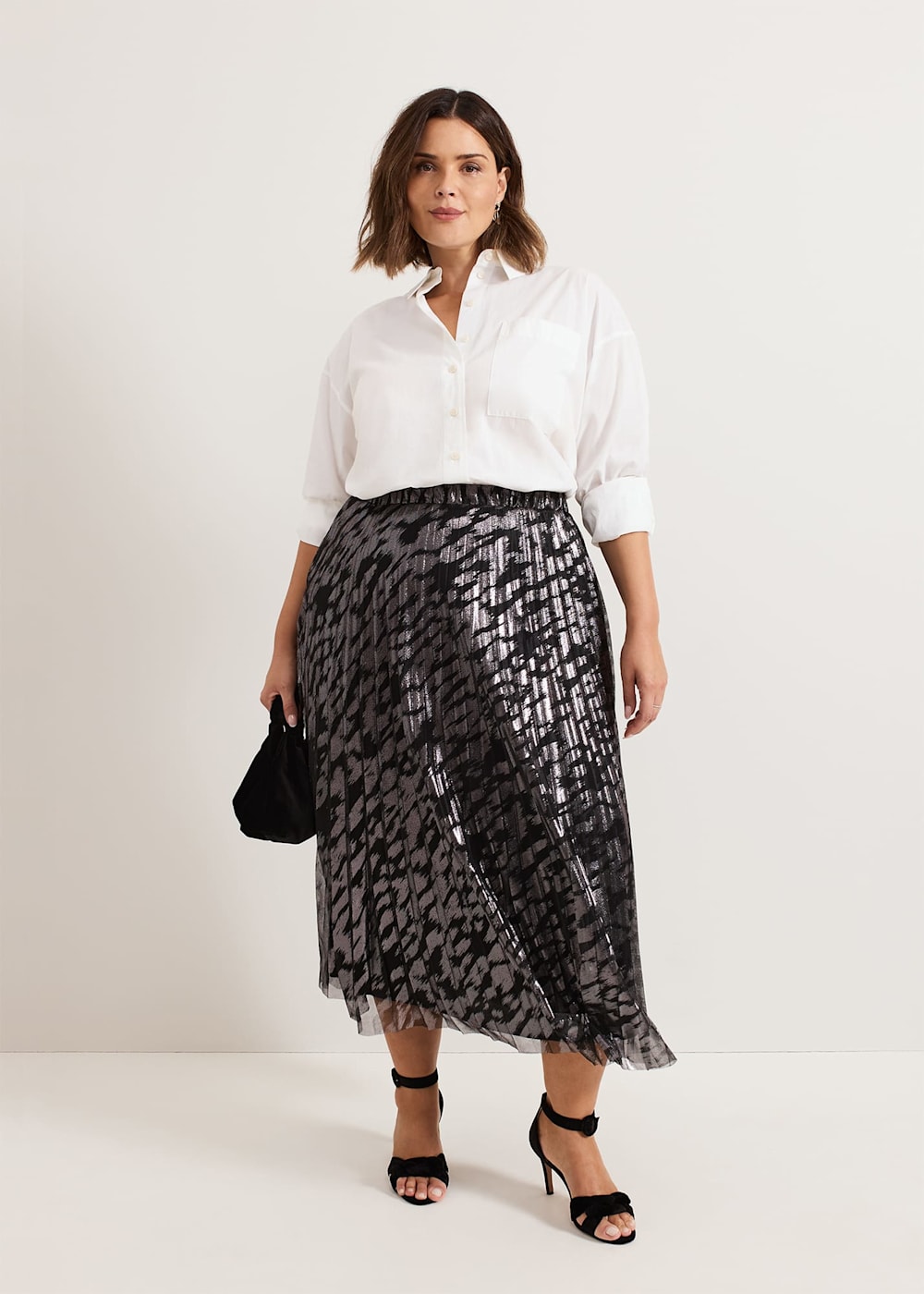 Metallic pleated skirt xl shop