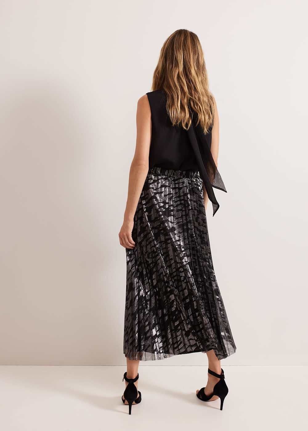 Metallic pleated skirt 4xl clearance