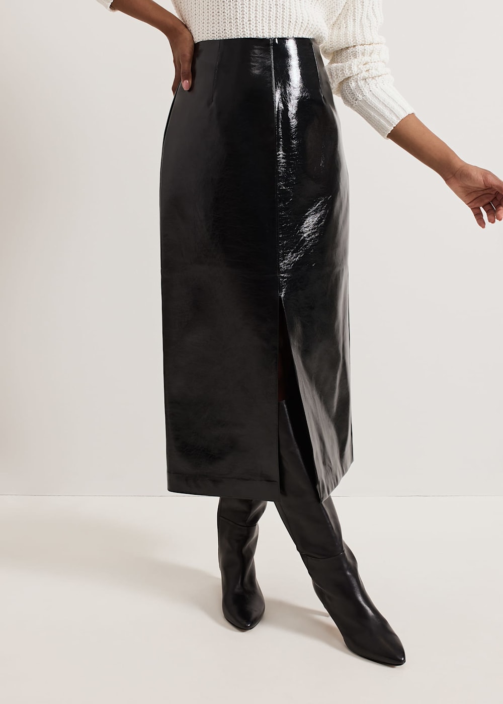 Pu pencil skirt uk store