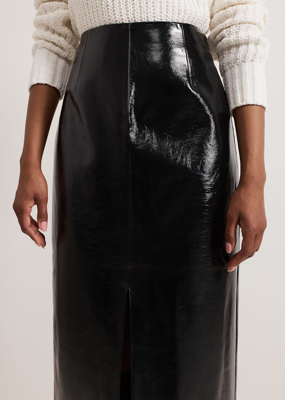 Tabby Black Vinyl Pu Pencil Skirt Phase Eight UK