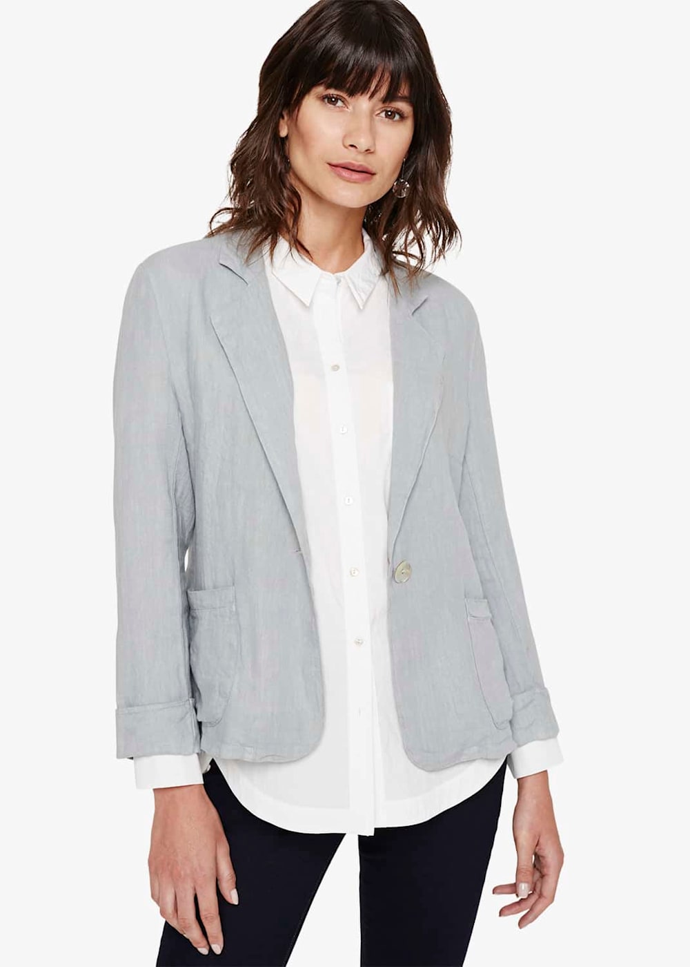 Womens grey linen jacket discount