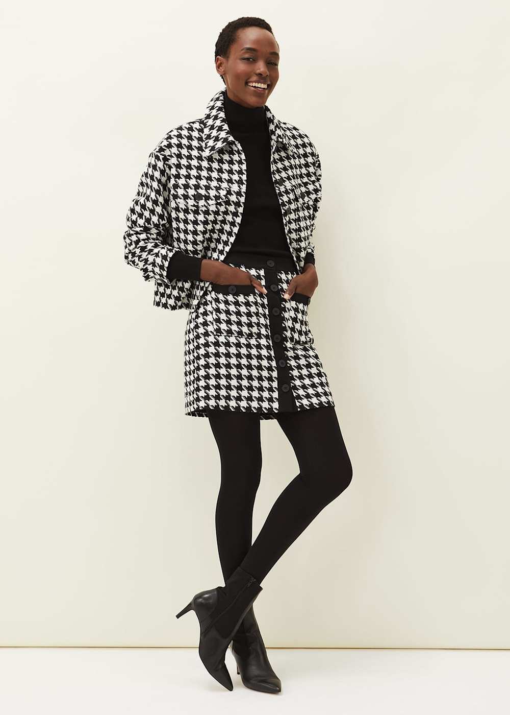 Black and white dogtooth jacket clearance