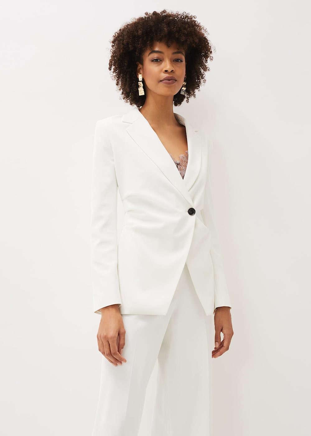 The row white blazer top
