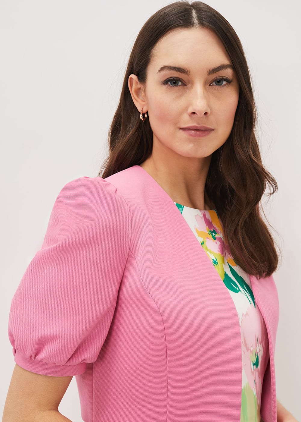 Black blazer with pink puff sleeves sales