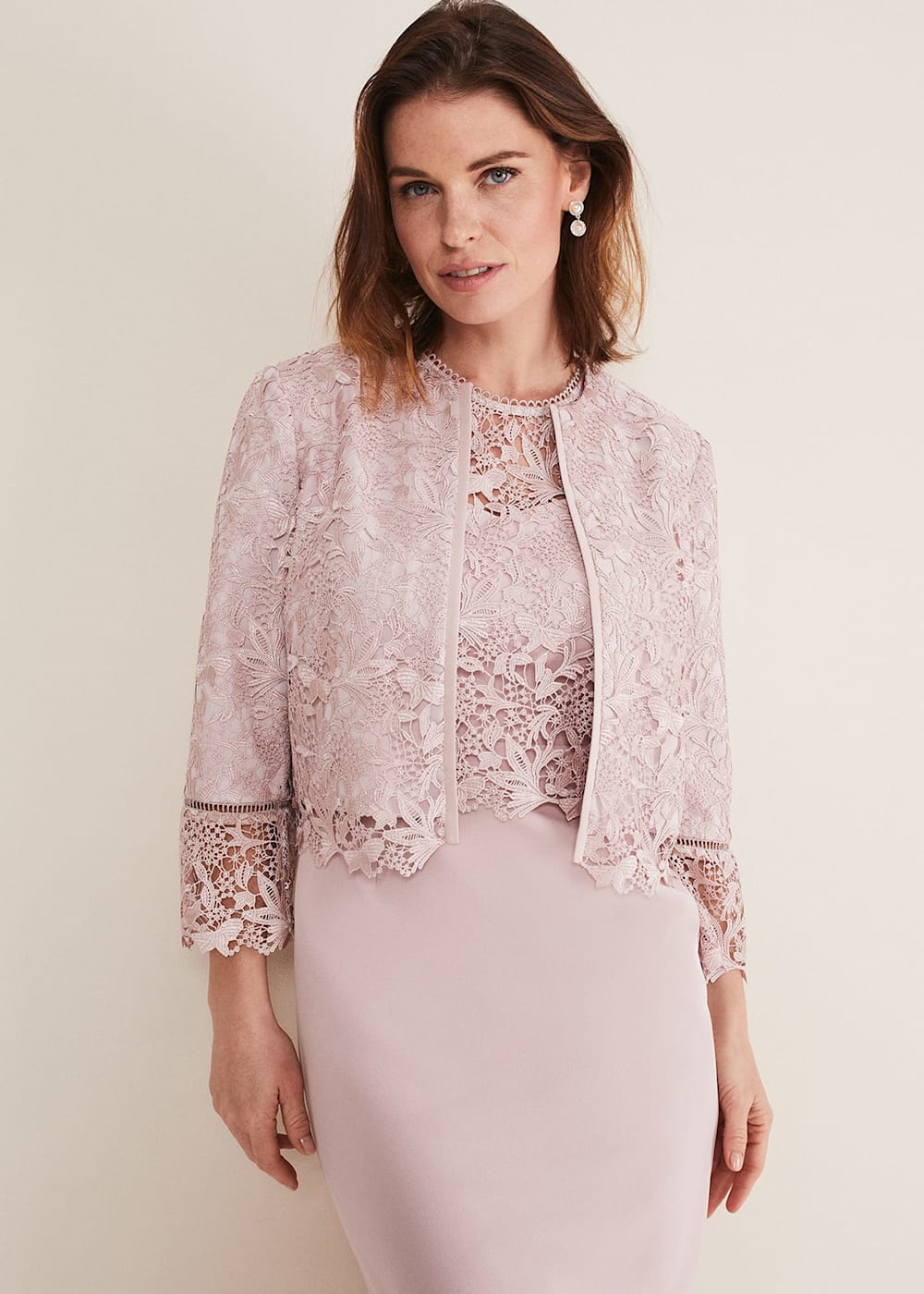 Phase Eight Isabella Lace Jacket Antique Rose Size 06