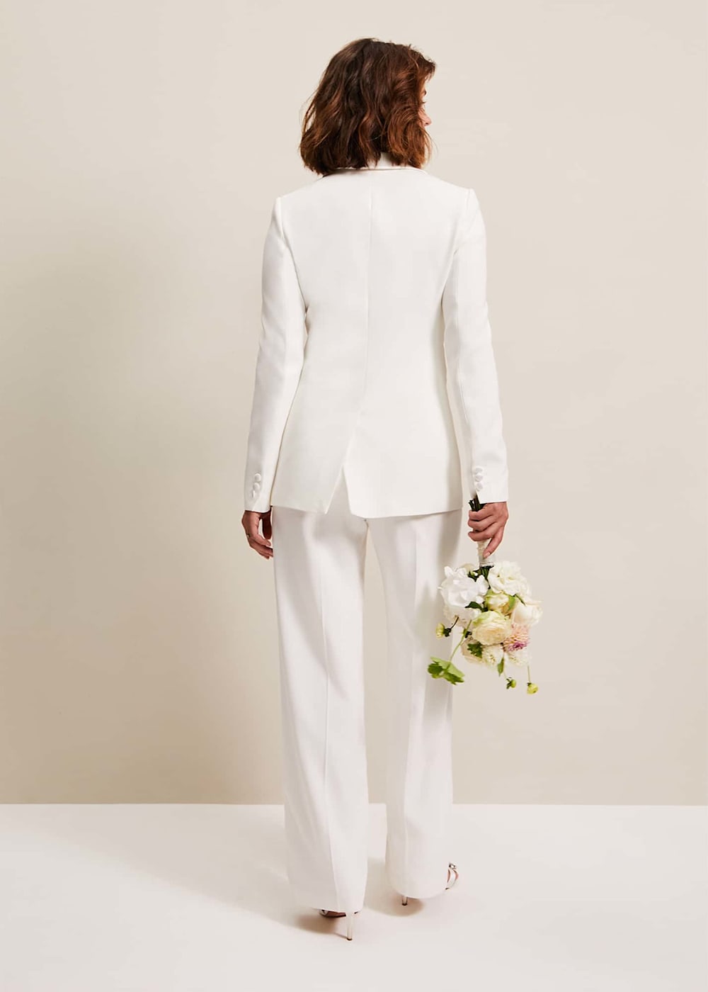Satin white blazer discount