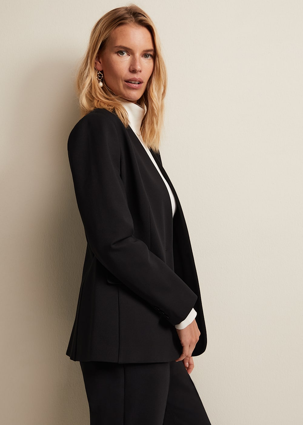 Women's black ponte blazer sale