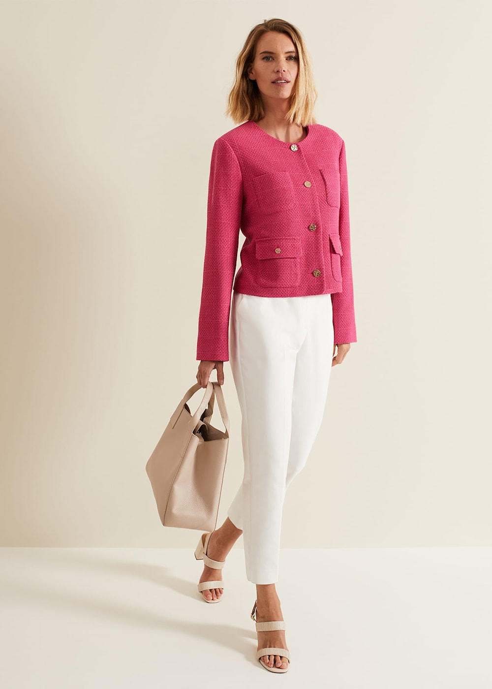 Ripley Pink Boucle Jacket Phase Eight UK