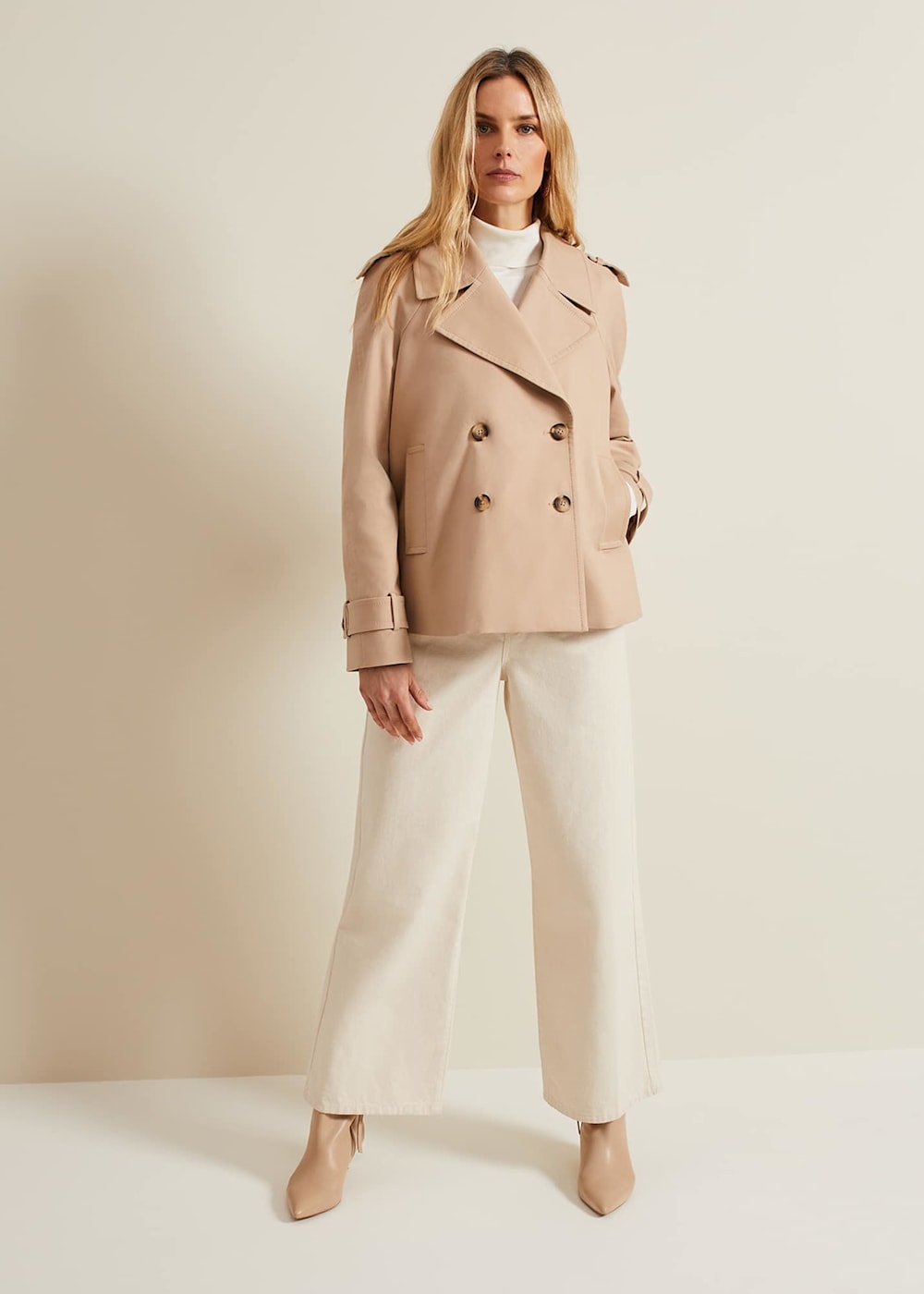 Lola Camel Cropped Trench Jacket Phase Eight UK