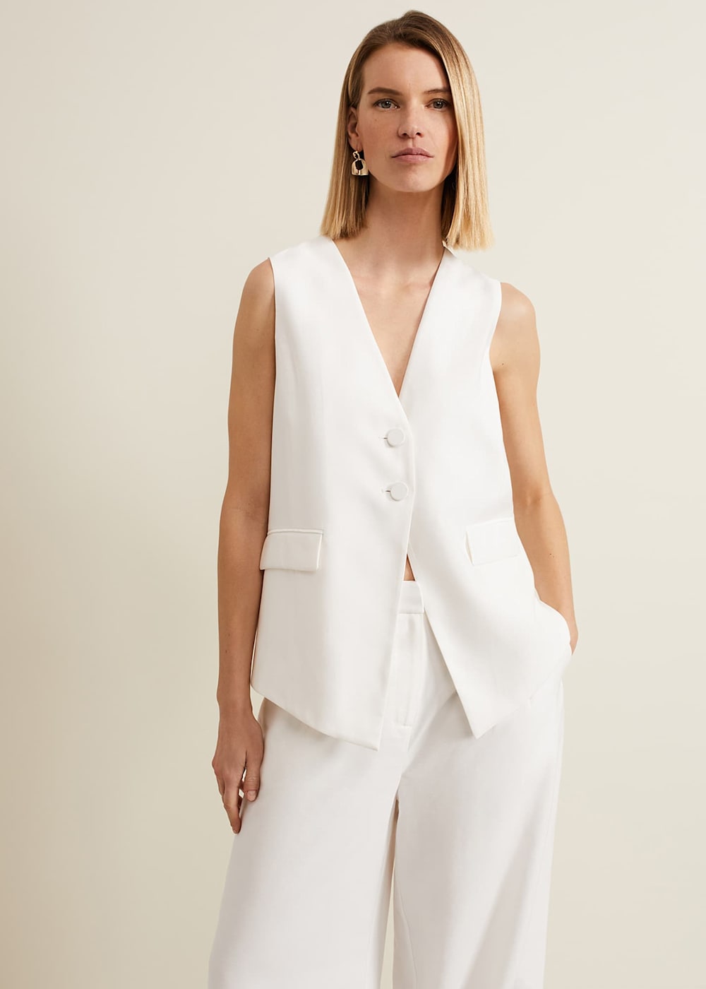 Inara White Longline Waistcoat Phase Eight UK